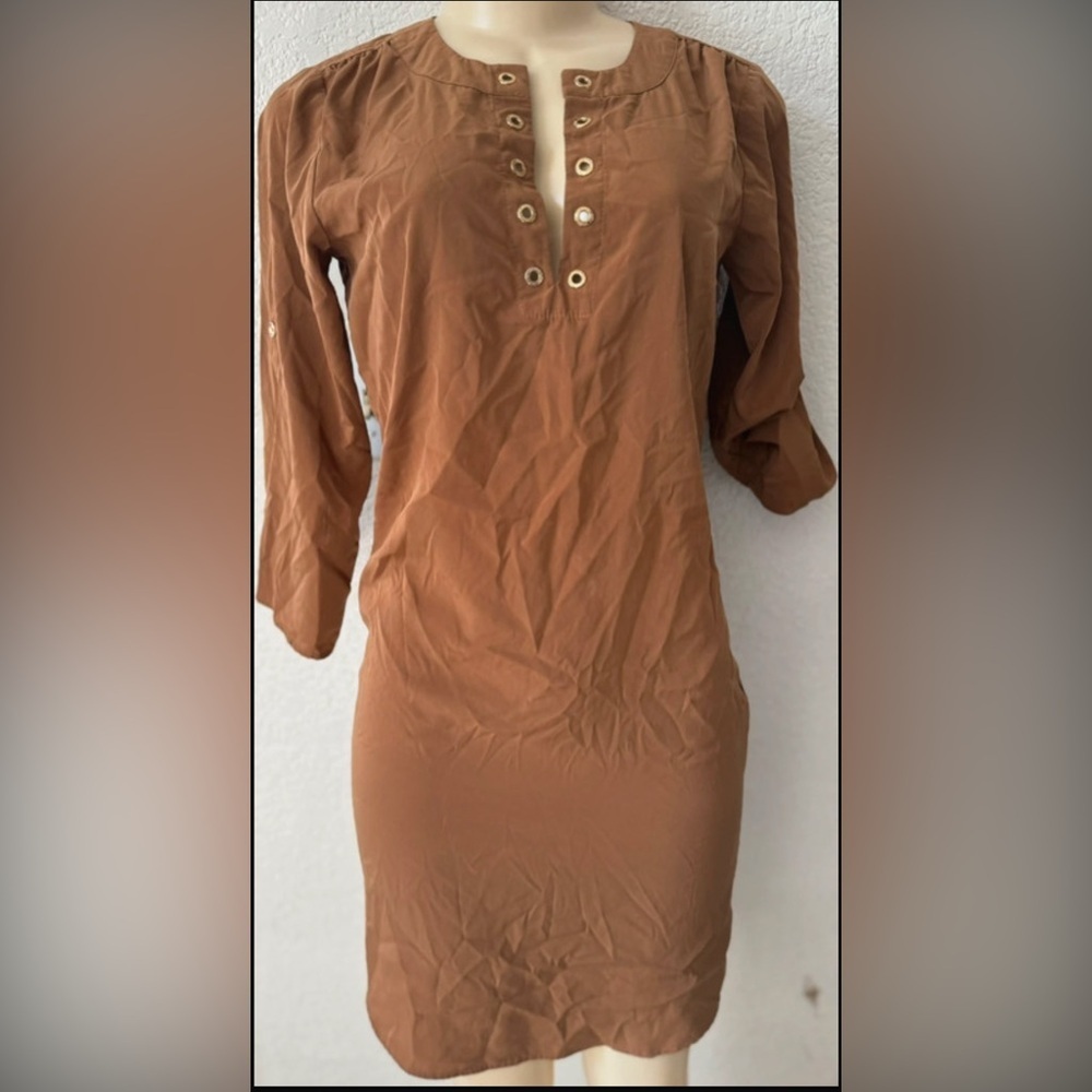 Michael Kors Tunic/Dress Brown Woman Size XS Details Gold Casual 100% Polyester